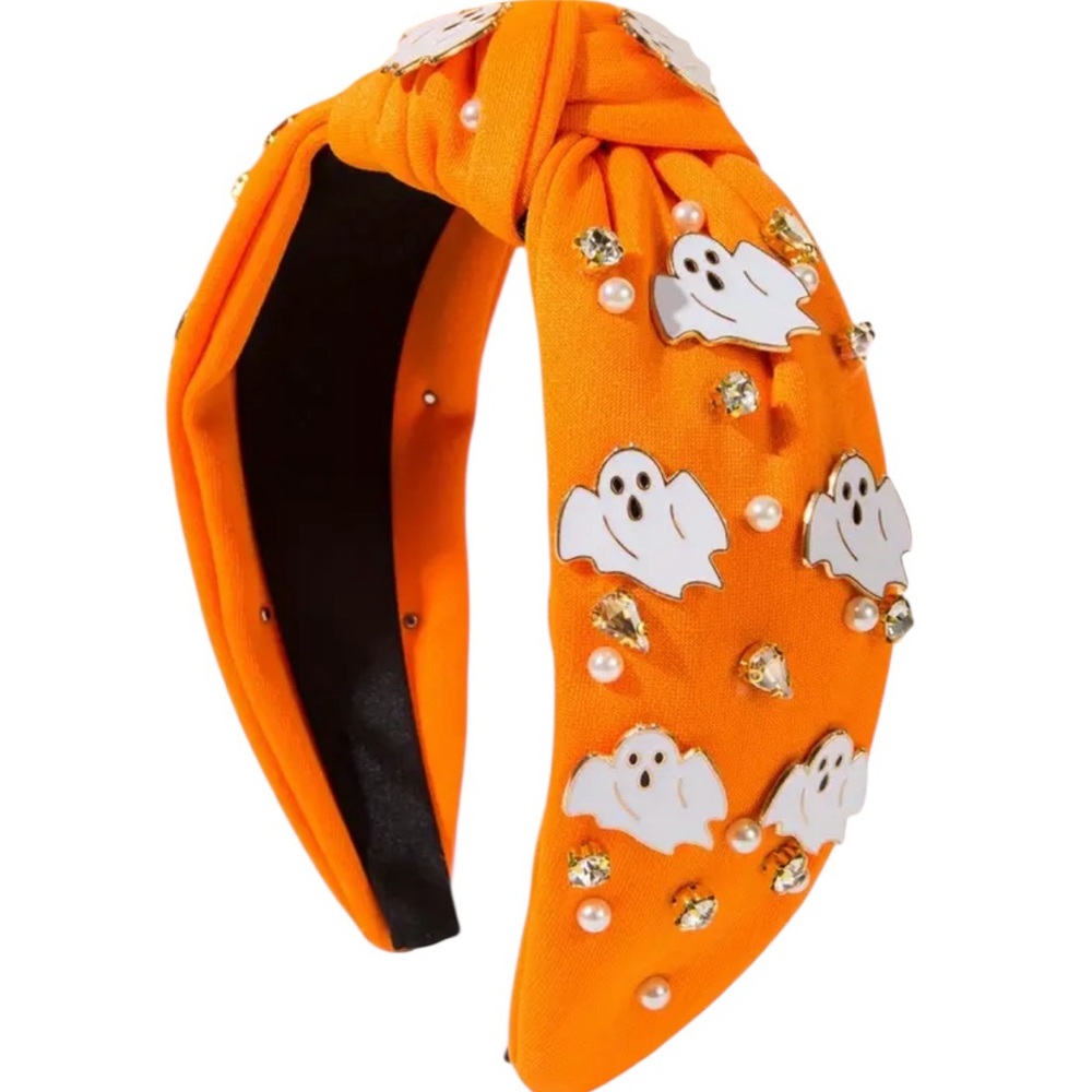 Orange Halloween Ghost Accented Headband